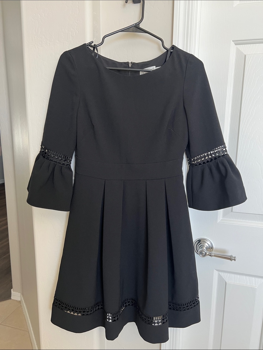 Eliza J Black Fit-and-Flare Dress with Cutout Trim